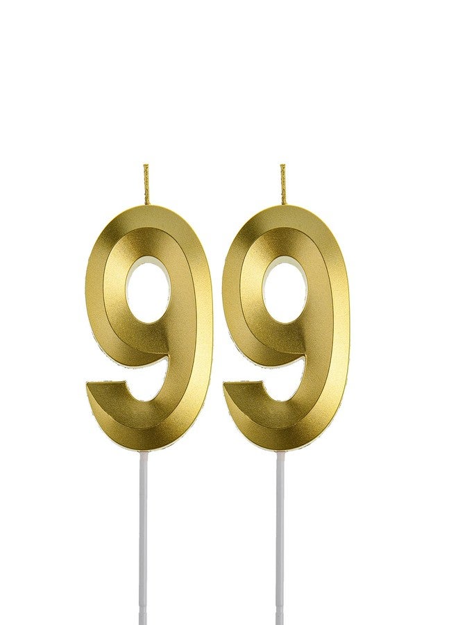 Qj-solar شموع ذهبية لعيد الميلاد الـ 99، زينة كعكة ذهبية على شكل الرقم 99 لتزيين حفلات أعياد الميلاد - Image 1